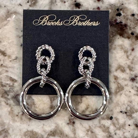 Triple Drop Earrings Cable Motif Brooks Brothers Silver Tone - Picture 3 of 7